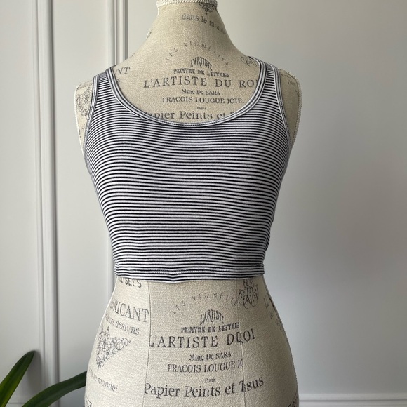 Garage Striped Black and White cropped Tank Top - Picture 3 of 6